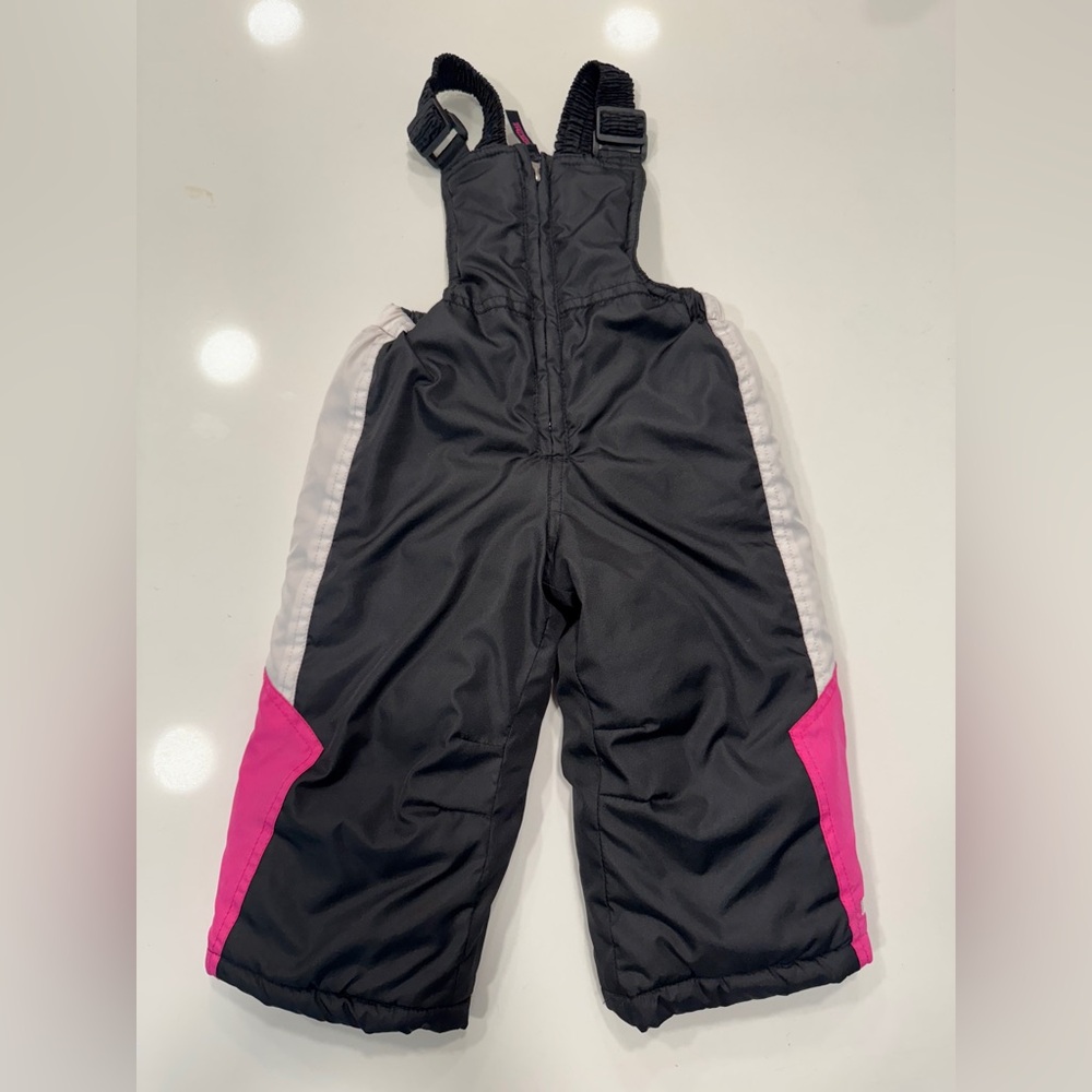 Pacific Trail Black and Pink Kids snow Overalls 12 months
